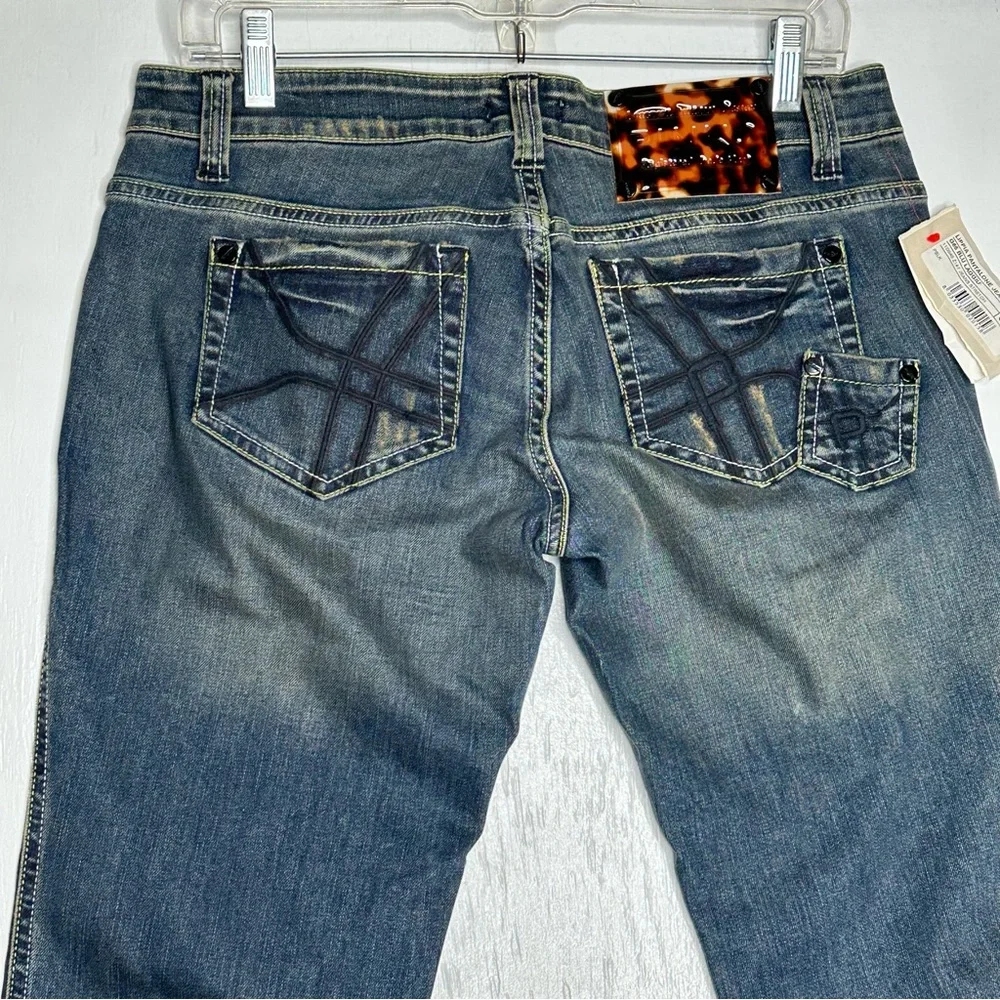 Pinko Womens Bootcut Jeans Size 31 Medium Wash‎ Stretch NEW Embroidered Pockets